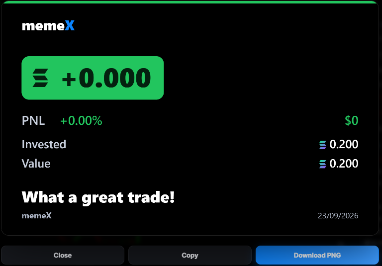 memeX Simulator — Paper Trading, capture 6